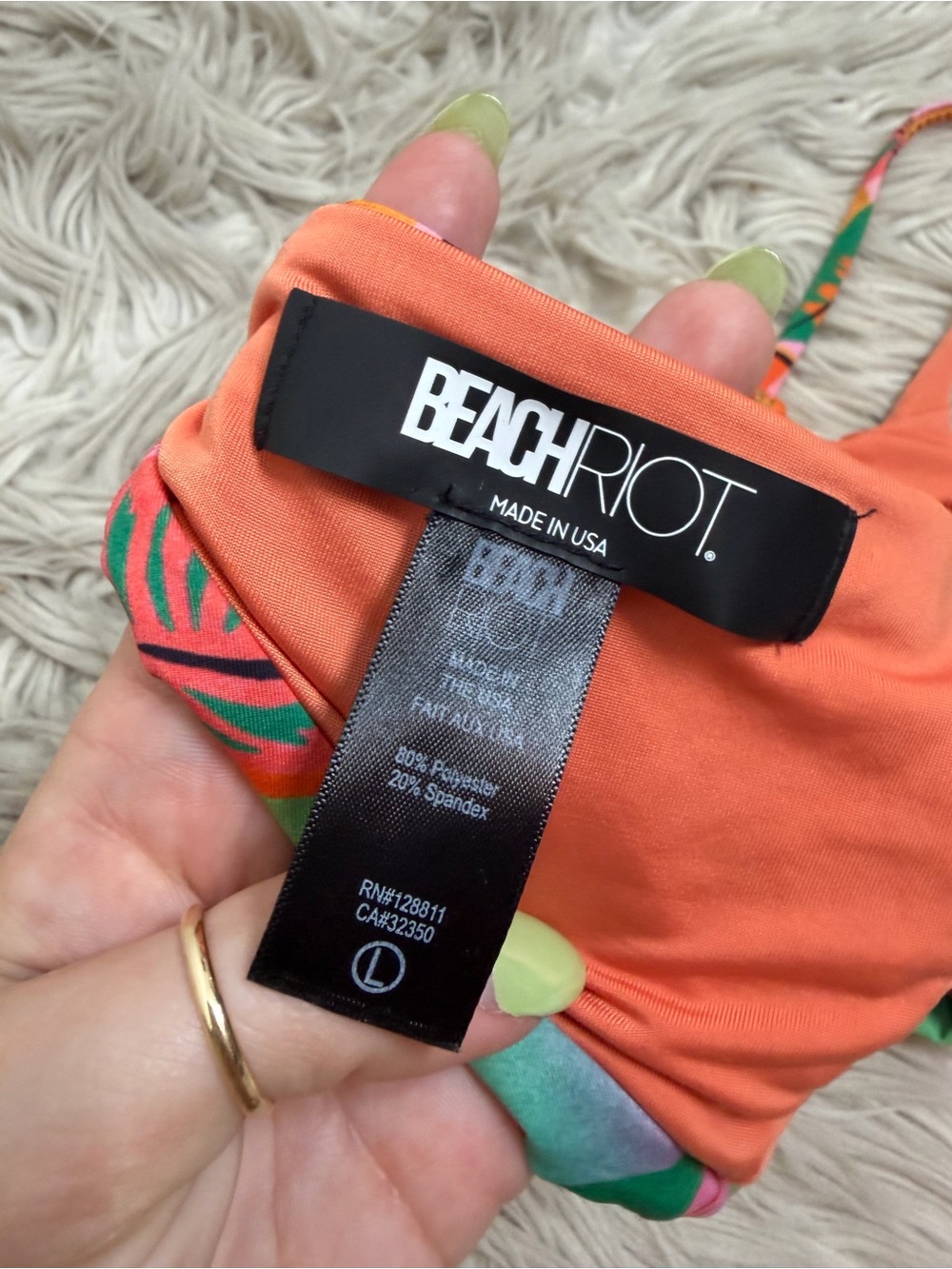 Beach Riot Camilla Palm Beach Bikini Top Size L - Picture 4 of 4